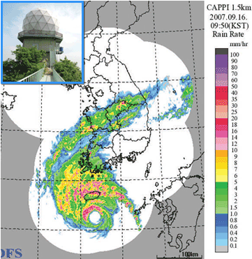 气象雷达合成影像（2007年11号台风-NARI）