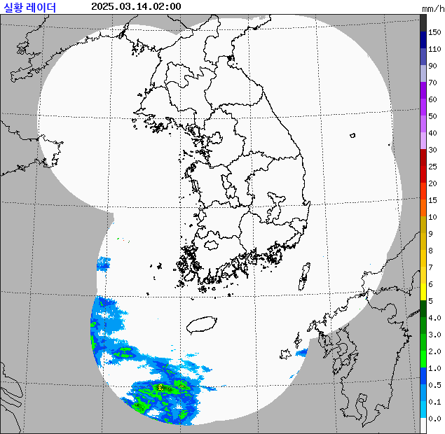 Rain rate : 2025/03/14 02:00 (KST)