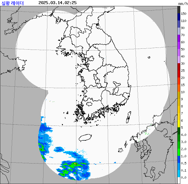 Rain rate : 2025/03/14 02:25 (KST)