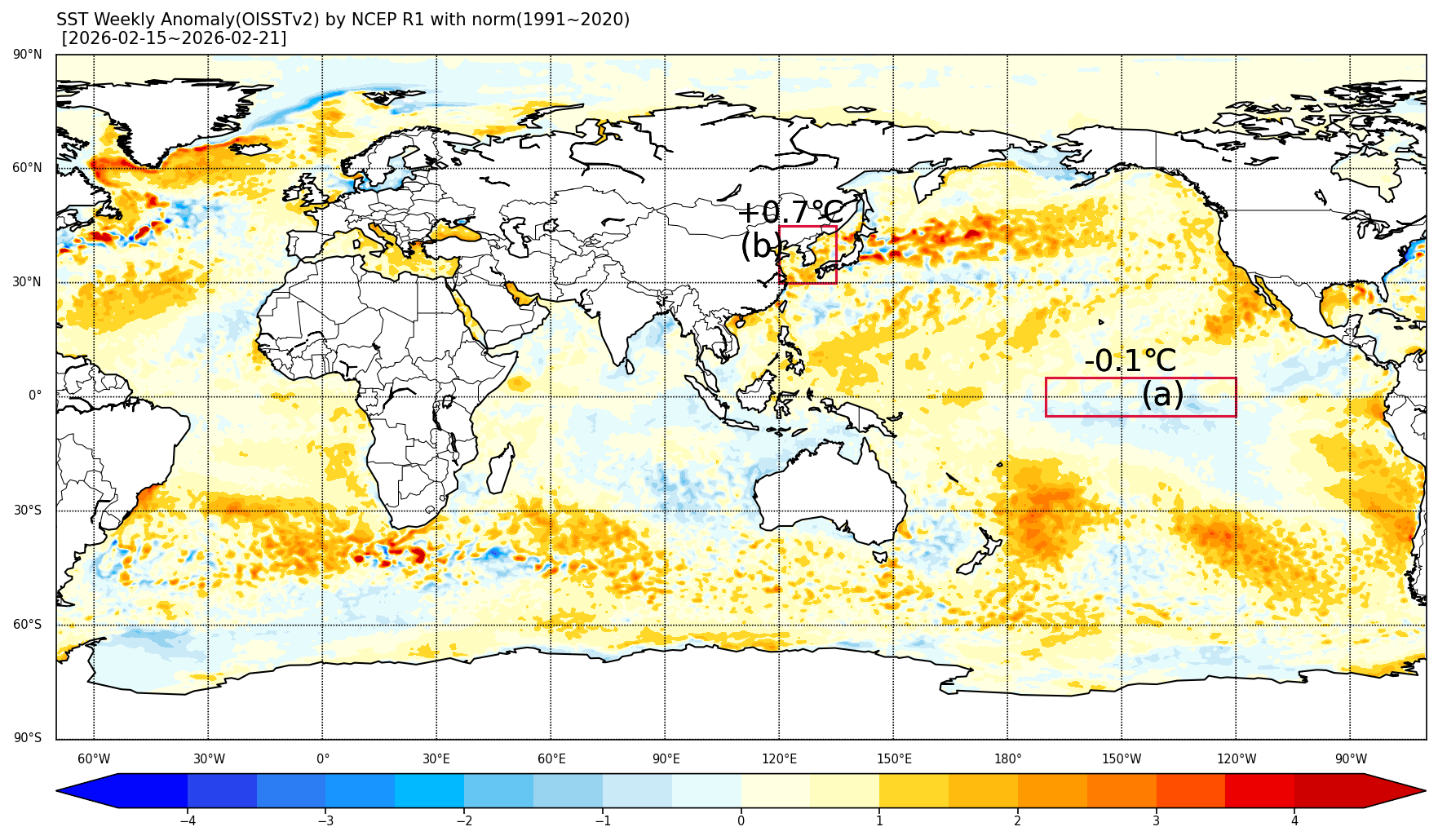 
				  최근 주간(2월15일~2월21일) 해수면온도 현황 
			